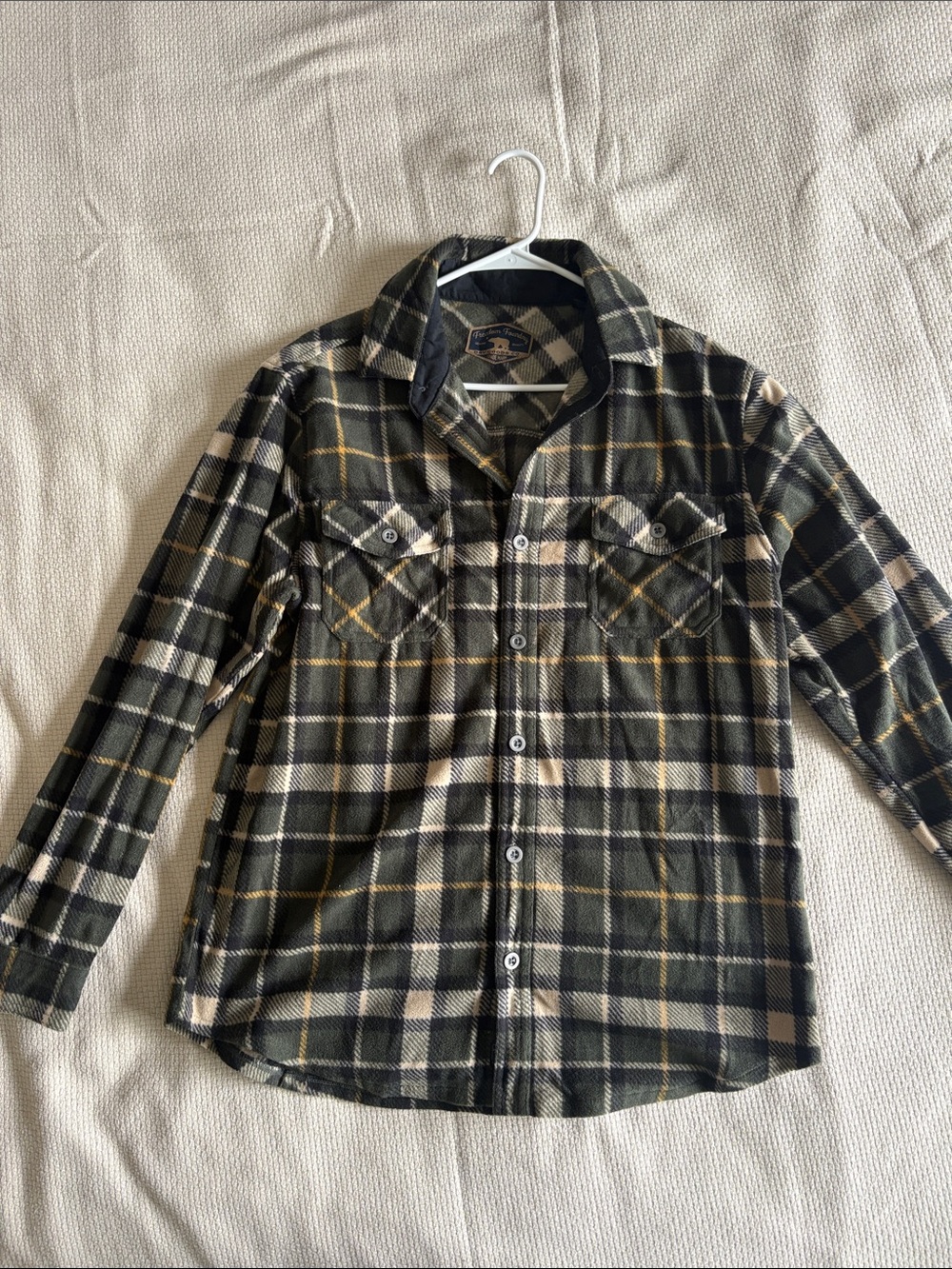 Men's Plaid Button-Down Shirt in Black and Cream